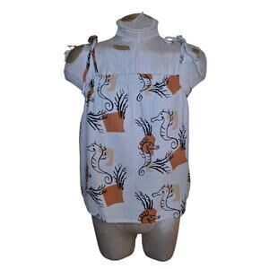 Madewell Lightest Spun Tie Strap Tank Top PJ Women’s Small Seahorse Sketch‎